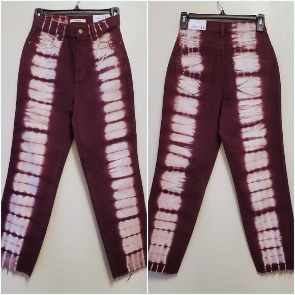 NWT PacSun Eco Raspberry Tie-Dye Button-Fly High-Rise Straight Leg Denim - 25 - Picture 2 of 12